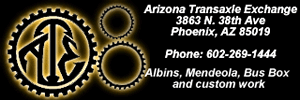 Arizona Transaxle - member and sponsor of DTSfab.com - offering member's discounts for transaxle repairs and drive line components including Mendeola, Albins, and Sandrail Bus Box (091)